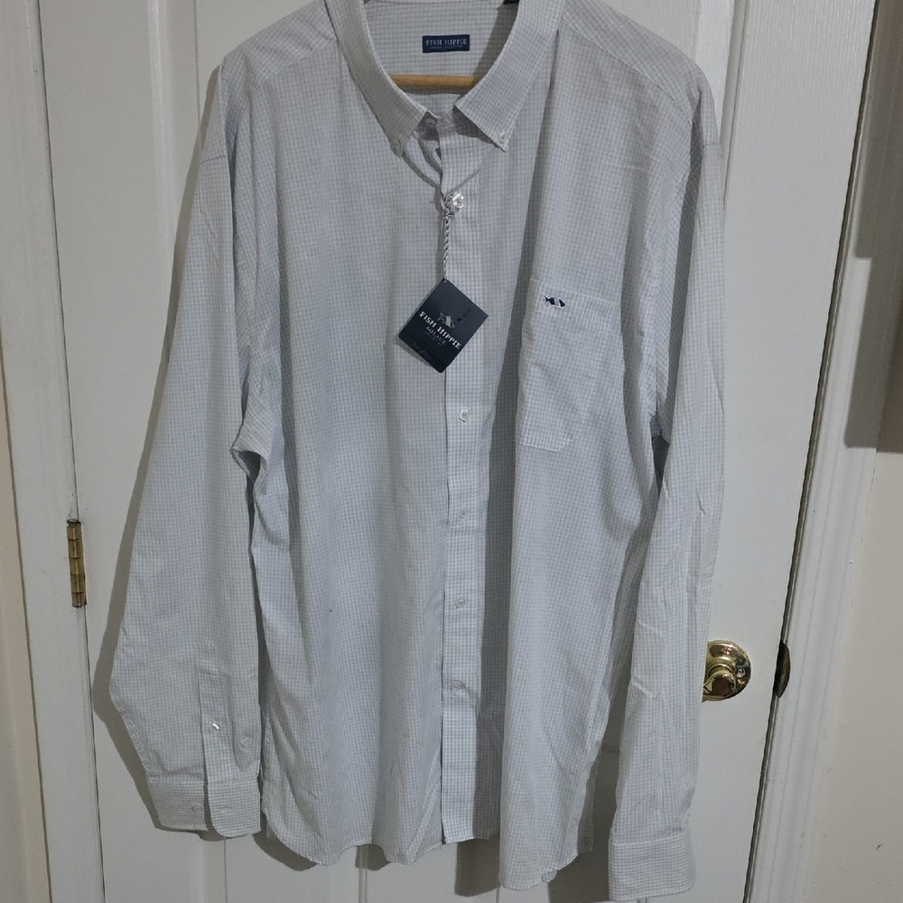 Fush Hippie Men's Light Gray Patterned Button Down Shirt
